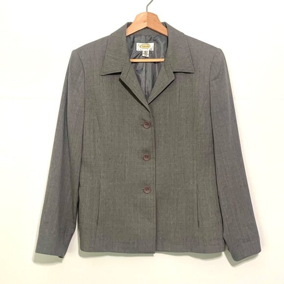 Vintage Talbots Petites Women's Gray Wool Blazer Jacket Size 10 Petite - Picture 3 of 13